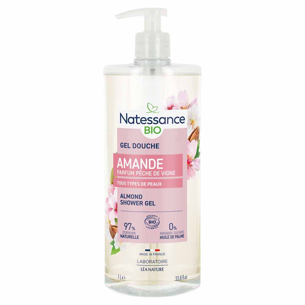 Natessance Ducha Gel de ducha almendra melocotón y vid bio 1 l
