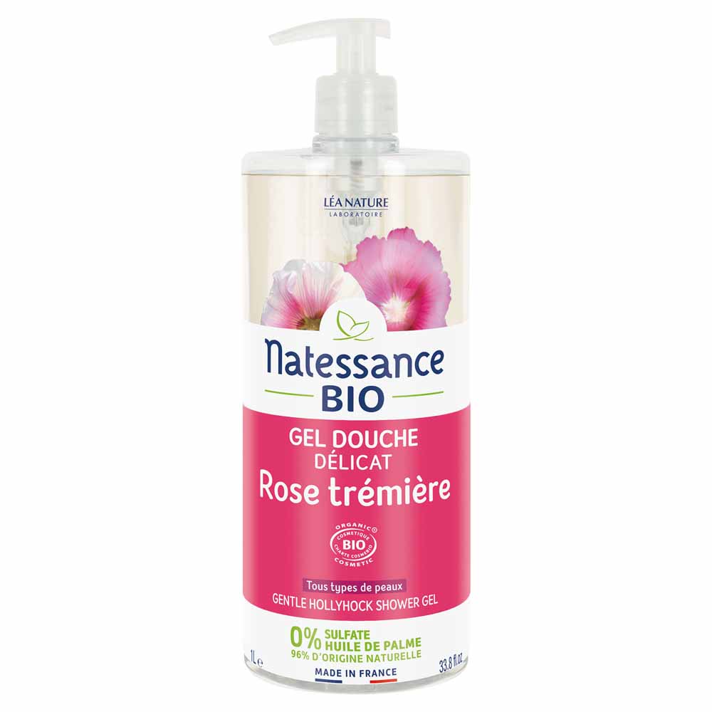 Natessance Ducha Gel de ducha rosa de aleli suave 1l