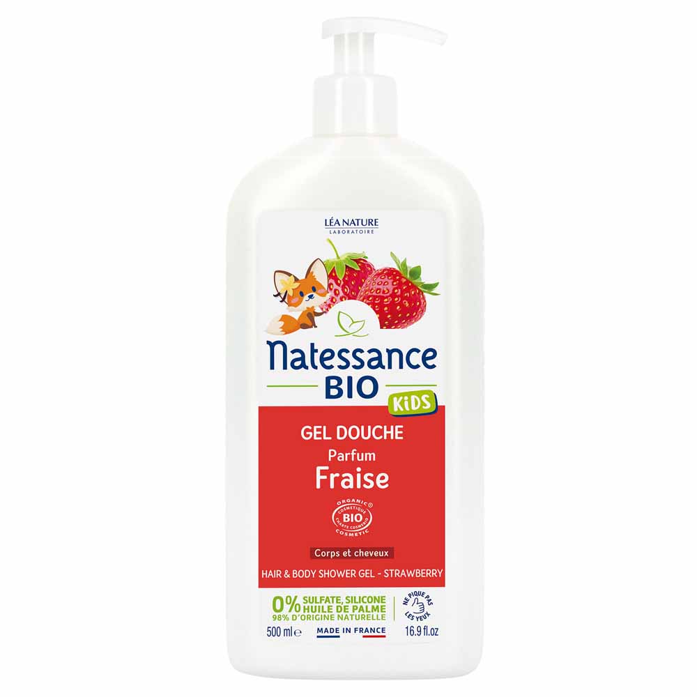 Natessance Kids Gel de ducha vainilla fresa bio 500 ml