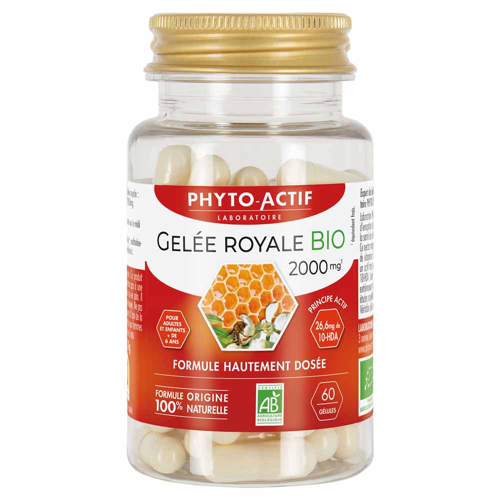 Phyto-Actif Gelée royale bio 2000 mg titrada en 10-HDA 60 cápsulas