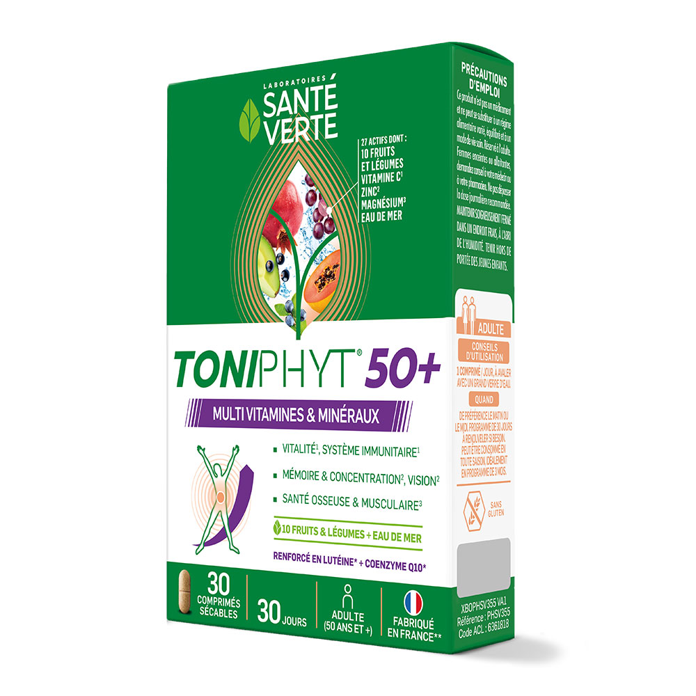 Sante Verte Toniphyt Multivitaminas y minerales 50+ 30 comprimidos ranurados