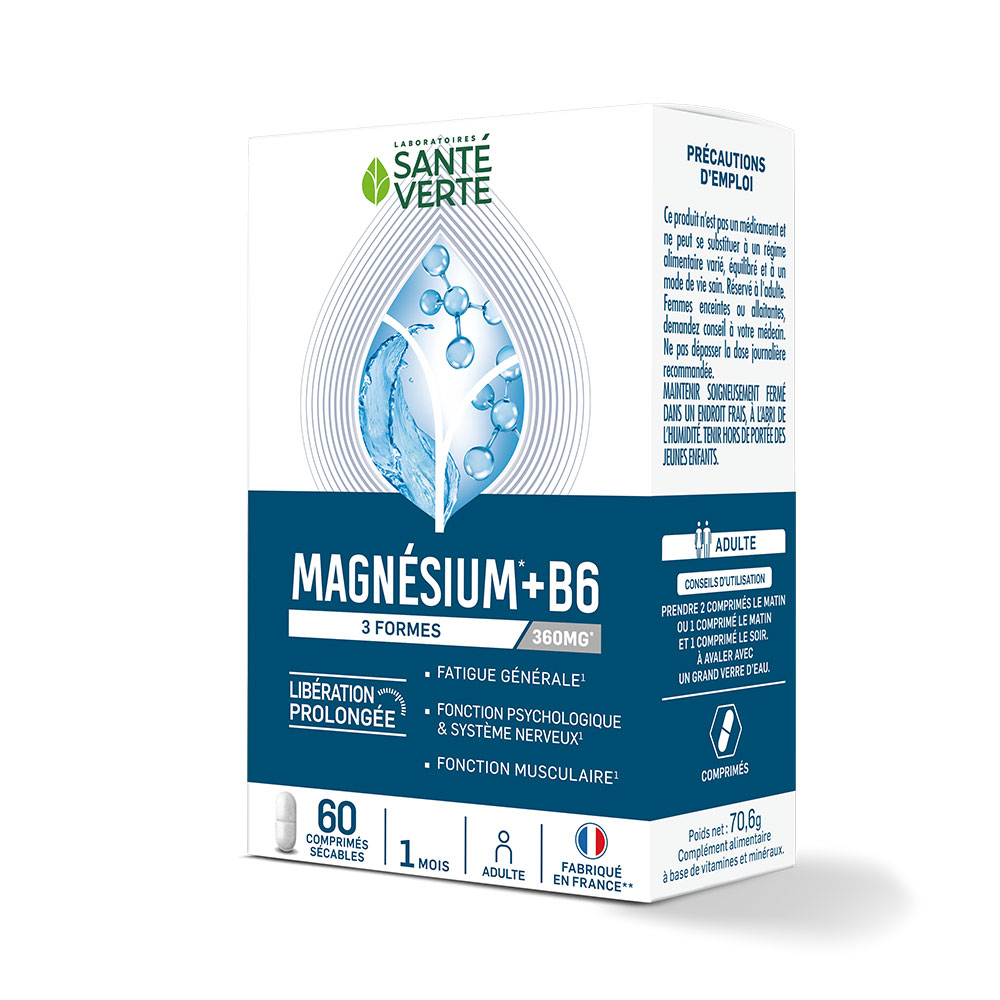 Sante Verte Magnésio + B6 3 formas 360 mg liberación prolongada 60 comprimidos rompibles