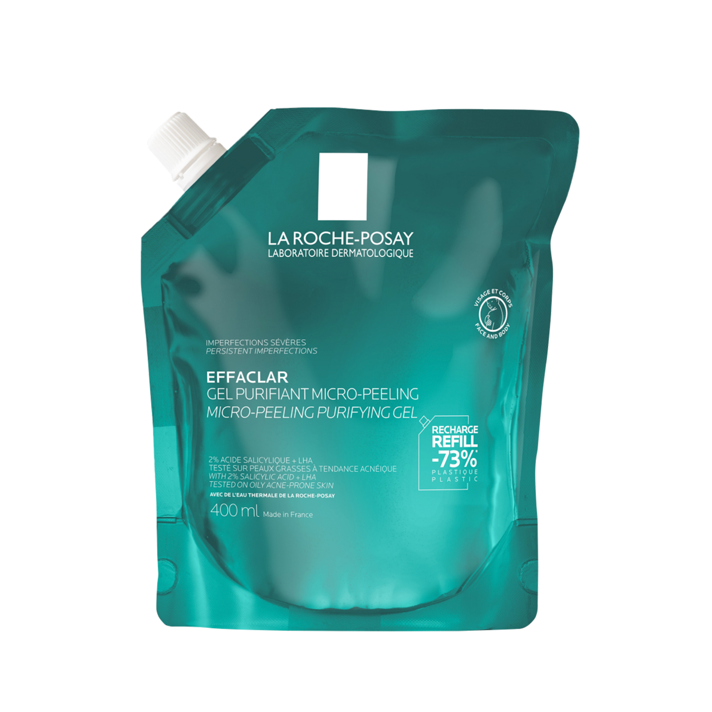 La Roche-Posay Effaclar Recarga ecológica gel limpiador antiimperfecciones rostro y cuerpo 400 ml