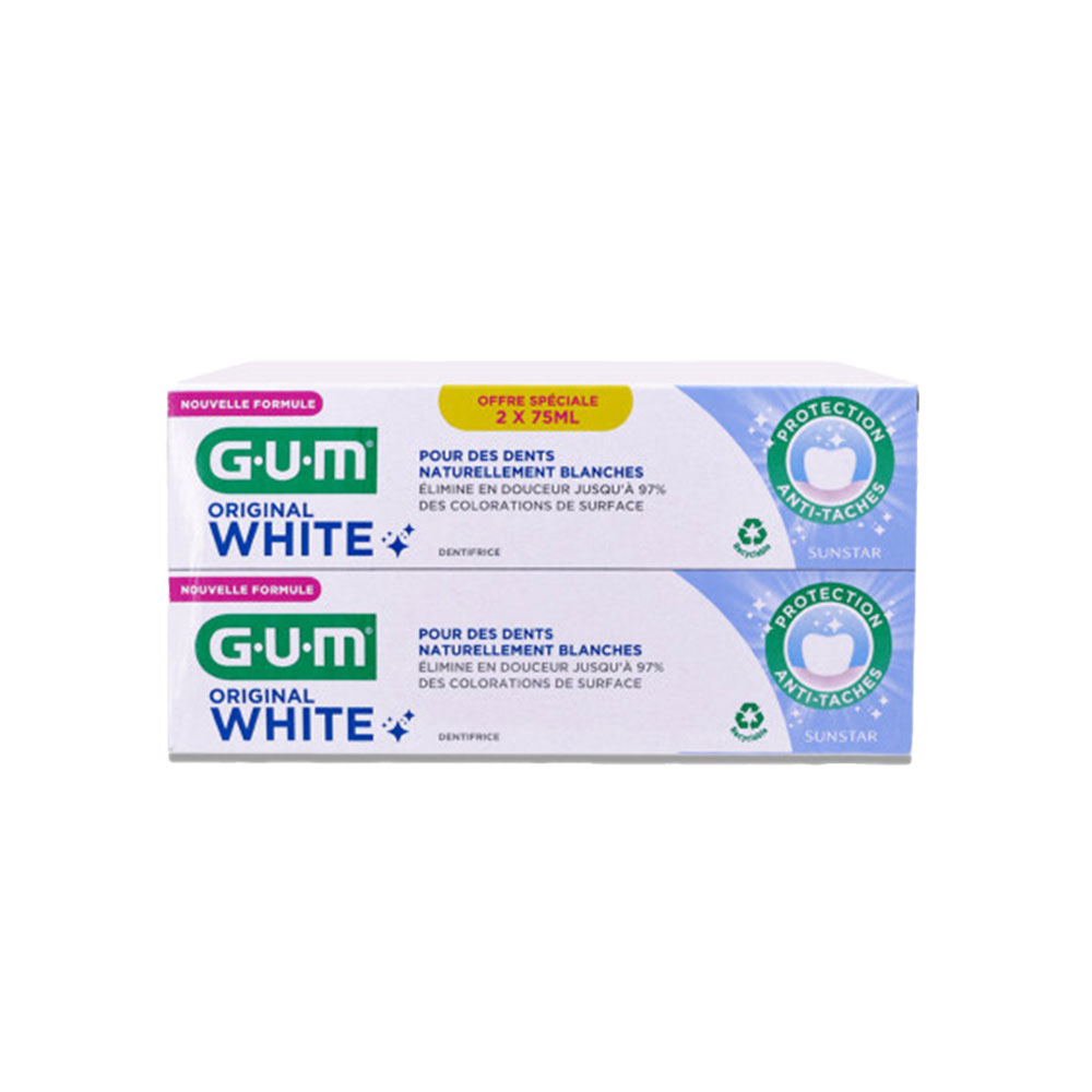 Gum Original White dentífrico anti manchas 2 x 75 ml