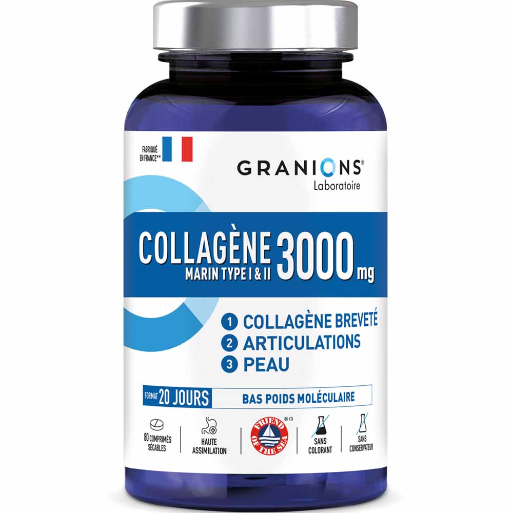 Granions Colágeno marino tipo I y II 3000 mg 80 comprimidos