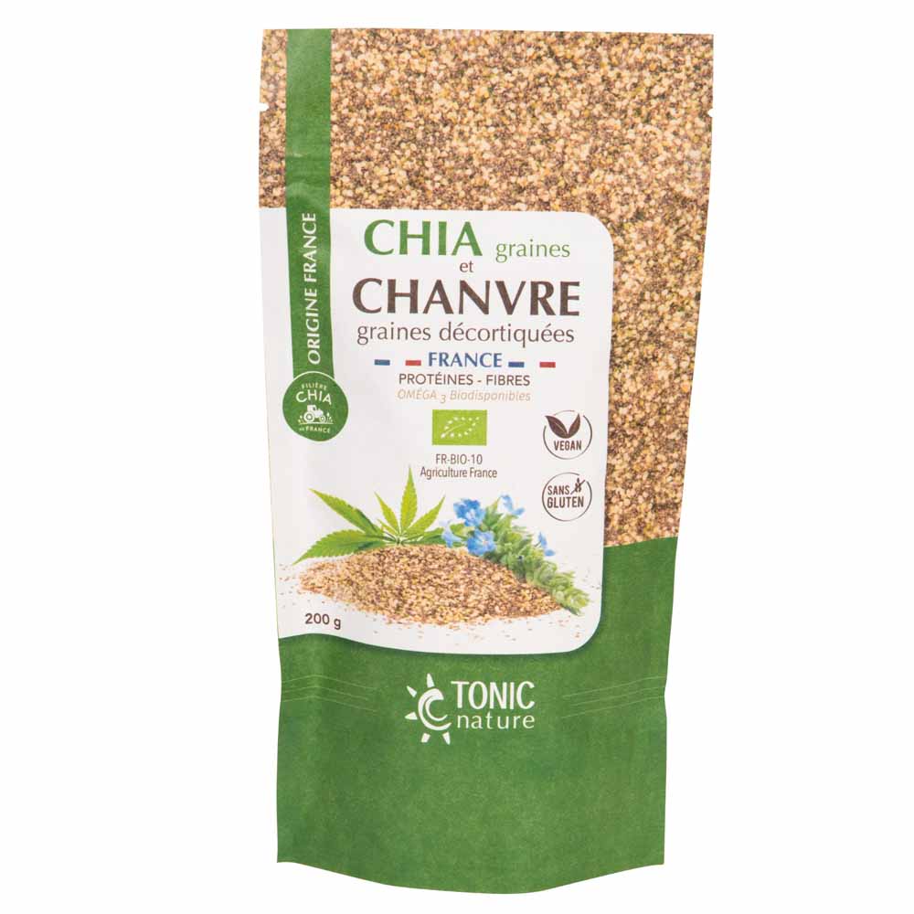 Tonic Nature Mezcla de semillas de chía Oruro y cáñamo descortezado 200 g
