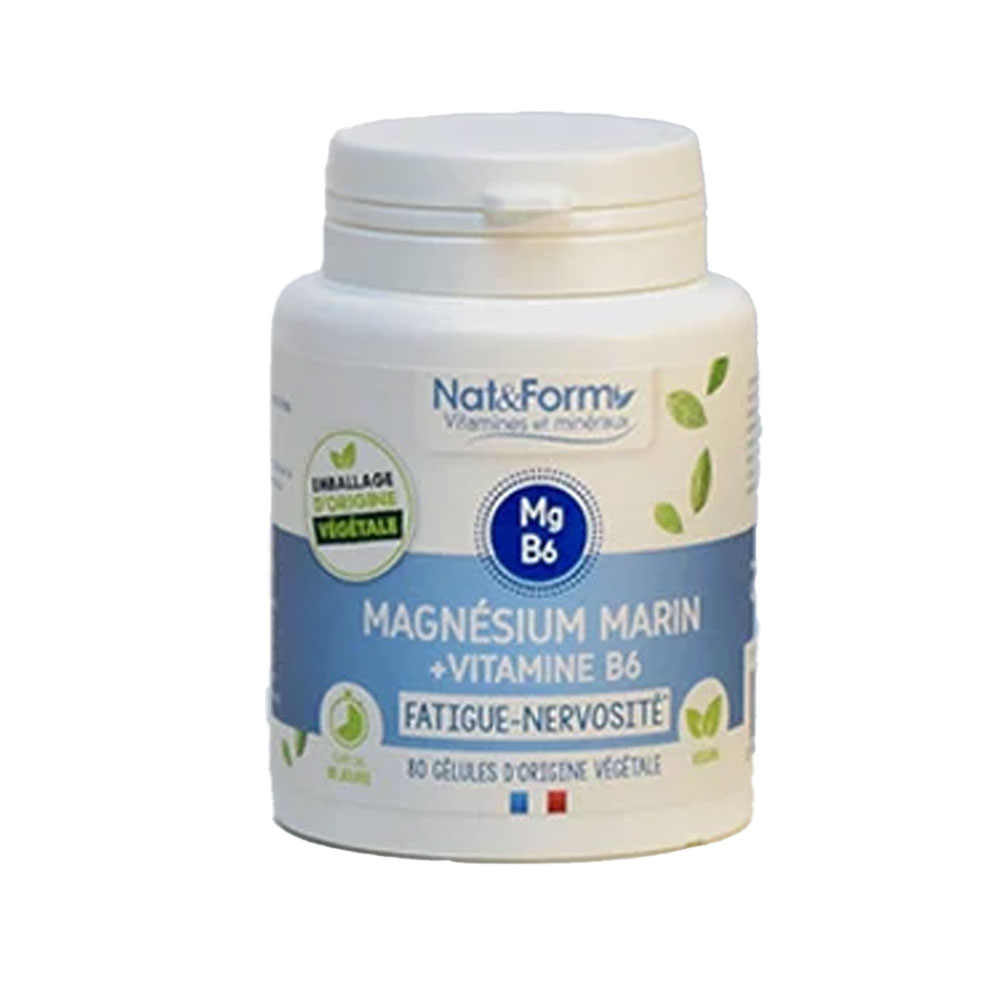 Nat&Form Magnésio marino + vitamina B6 80 cápsulas