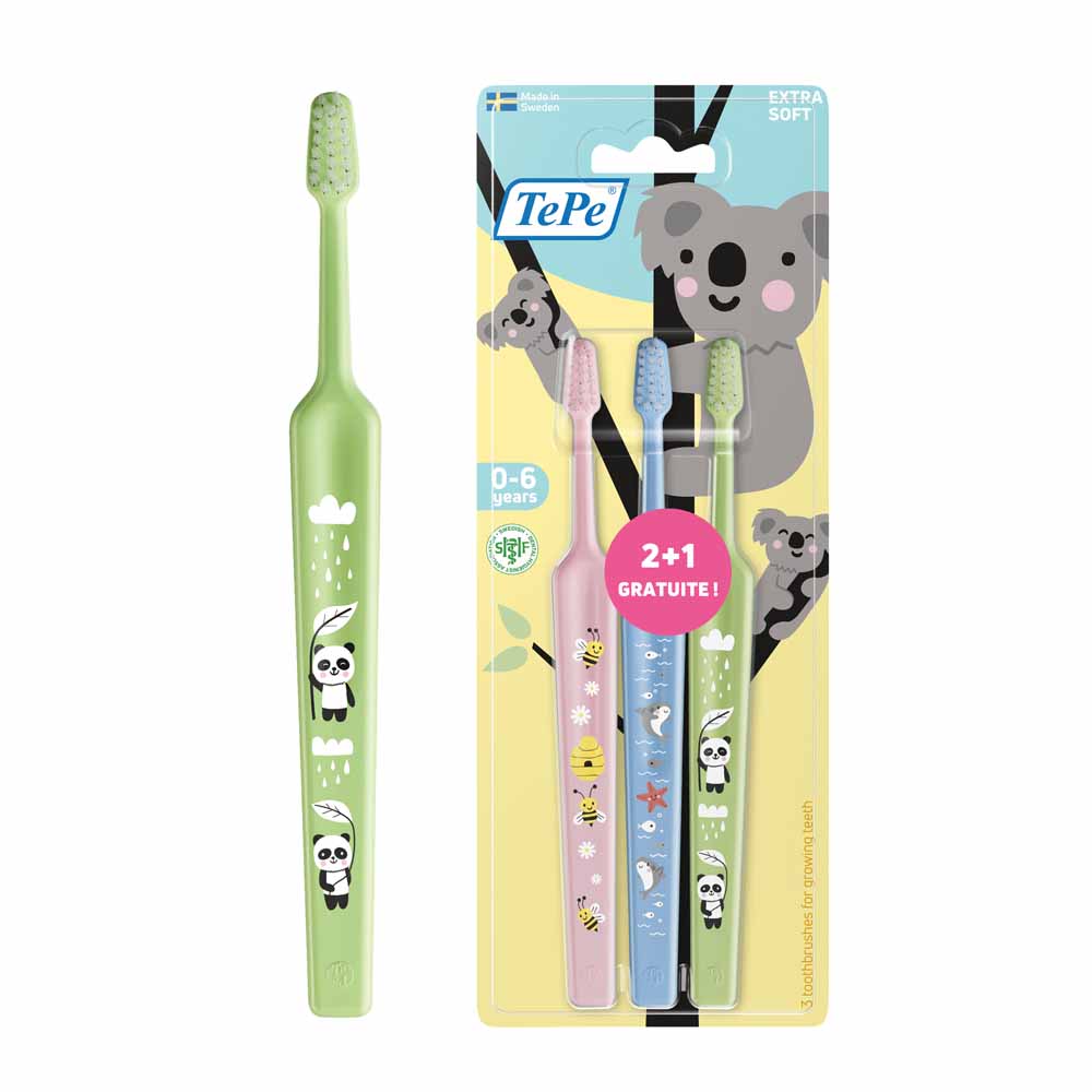 TePe Mini Extra Soft Cepillos de dientes suaves de 0 a 3 años x 3