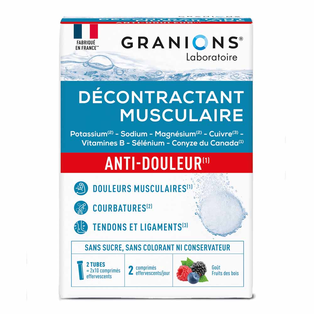 Granions Relajante muscular contra el dolor sabor frutos del bosque 2 x 10 comprimidos efervescentes