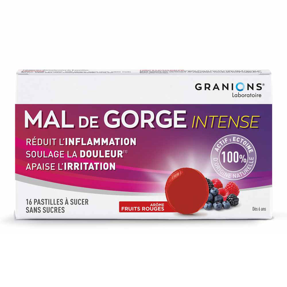 Granions Dolor de garganta intenso DM bayas rojas 16 pastillas