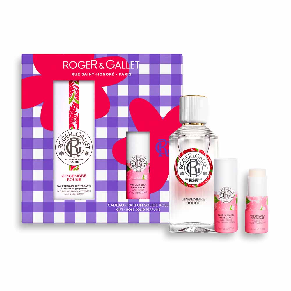 Roger & Gallet Set de agua perfumada de jengibre rojo + Perfume sólido