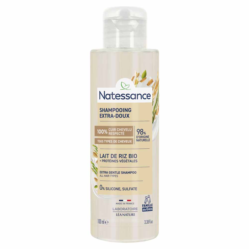 Natessance Champú extra suave leche de arroz 100 ml