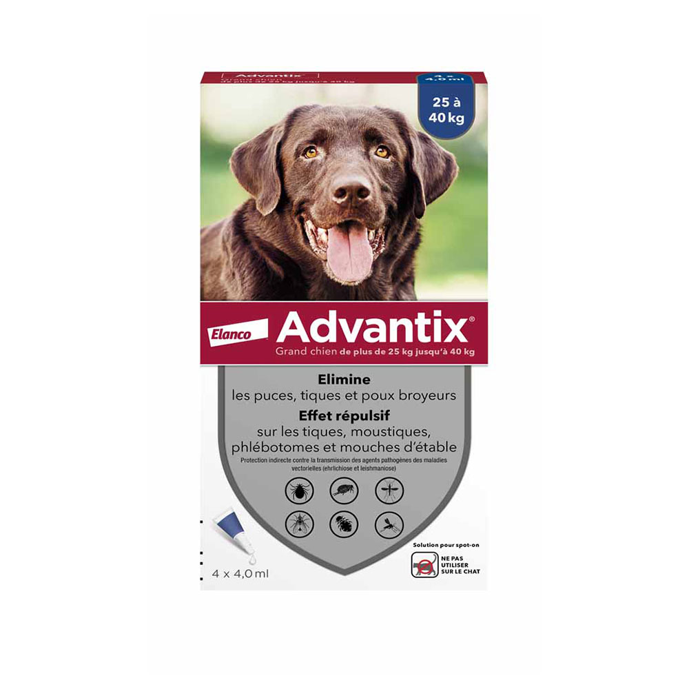 Advantix Pipetas para perros grandes de 25 a 40 kg 4 x 4 ml