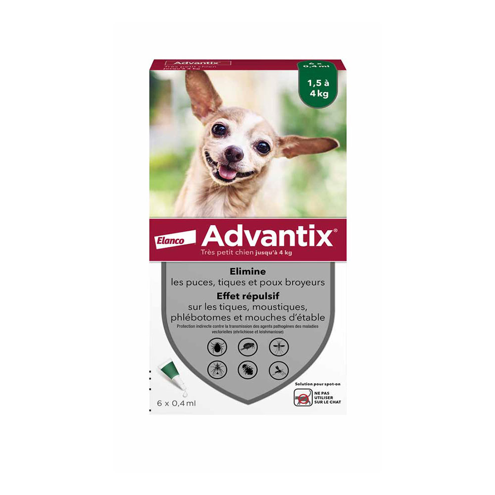 Advantix Pipetas para perro muy pequeño de 1,5 a 4 kg 6 x 0,4 ml