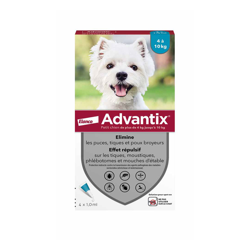 Advantix Pipetas para perro pequeño de 4 a 10 kg 4 x 1 ml