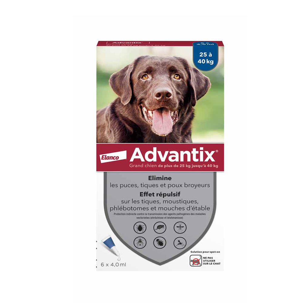 Advantix Pipetas para perros grandes 25 a 40 kg 6 x 4 ml