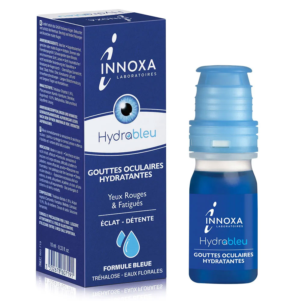 Innoxa Gotitas oculares hidratantes para ojos rojos y cansados fórmula azul 10 ml
