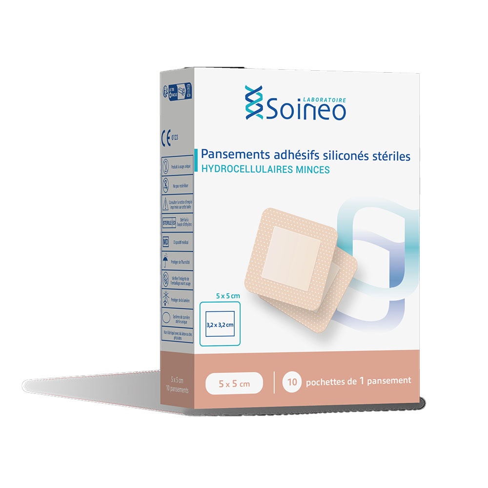 Soineo Apositos adhesivos estériles hidrocelulares finos 5x5cm /10 10 unidades
