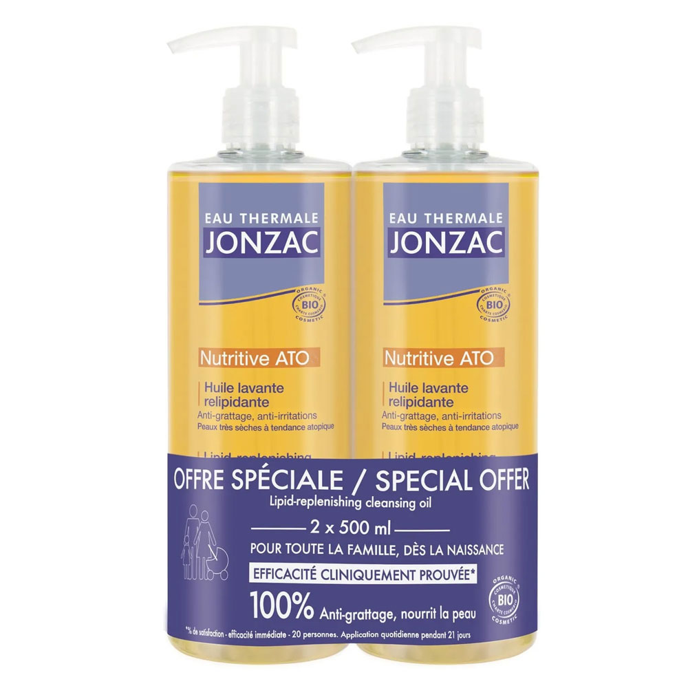 Eau thermale Jonzac Aceite limpiador relipidante antipicor 2x500ml