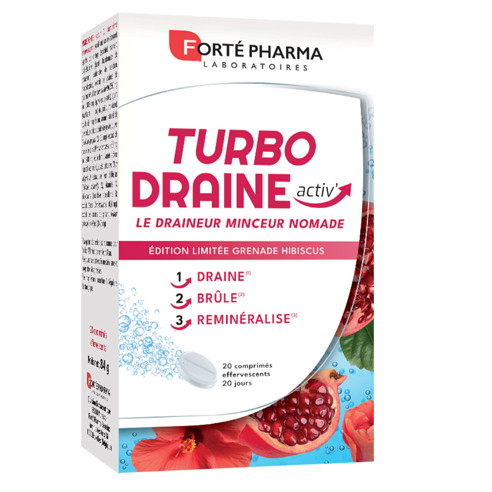 Forté Pharma TurboDraine Activ' granada hibisco 20 comprimidos efervescentes