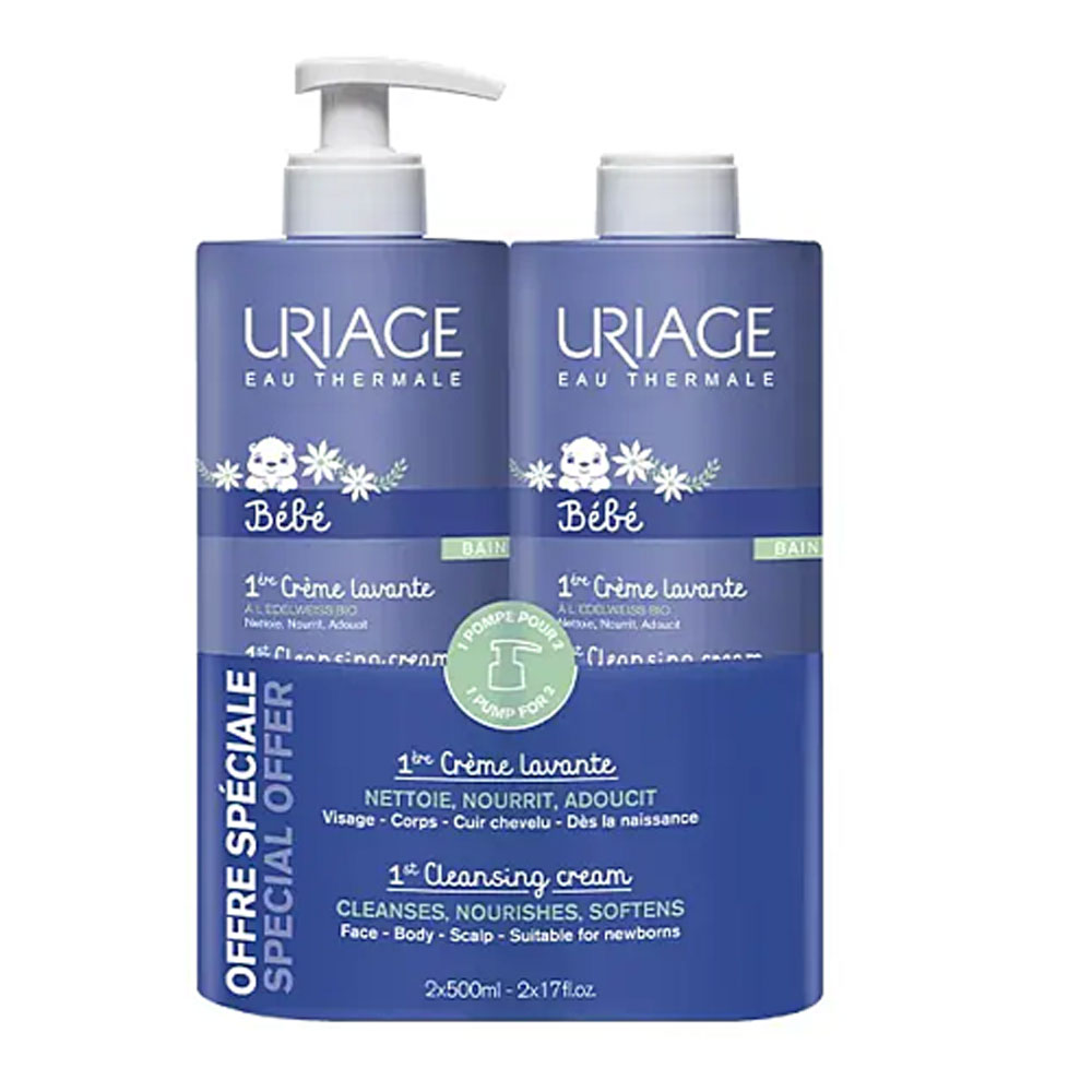 Uriage Bebé Primera crema limpiadora 2 x 500 ml