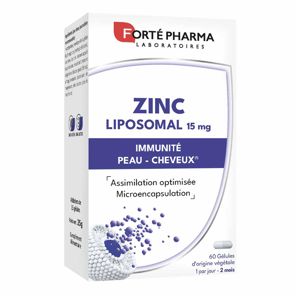 Forté Pharma Forté Real Zinc Liposomal 15 mg defensas piel cabello uñas 60 cápsulas