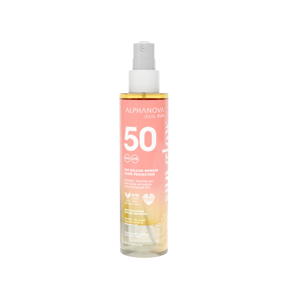 Alphanova Daily Sun Agua solar bifásica rostro, cuerpo y cabello SPF50 125 ml