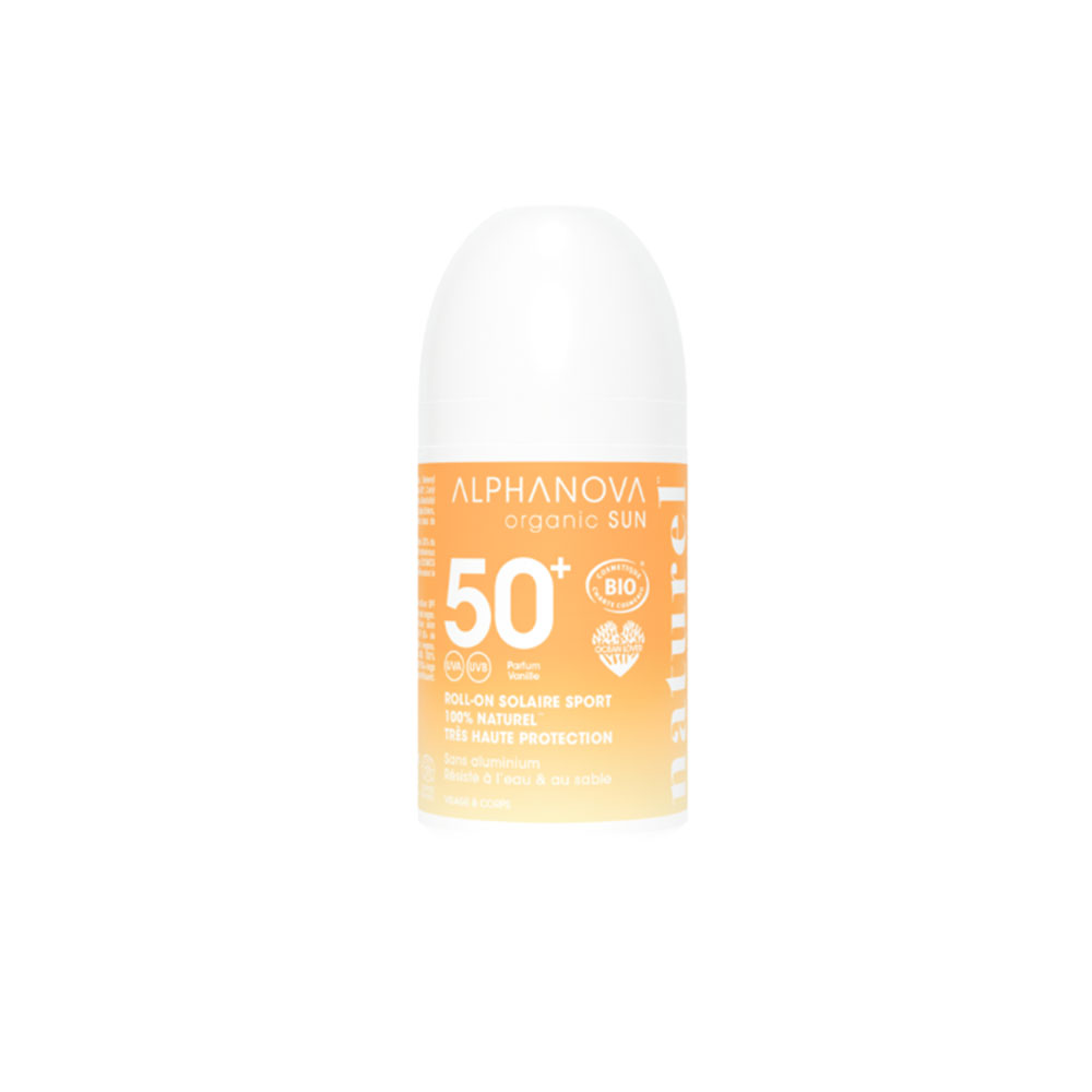 Alphanova Organic Sun Roll-on solar SPF50+ alta resistencia 50 g