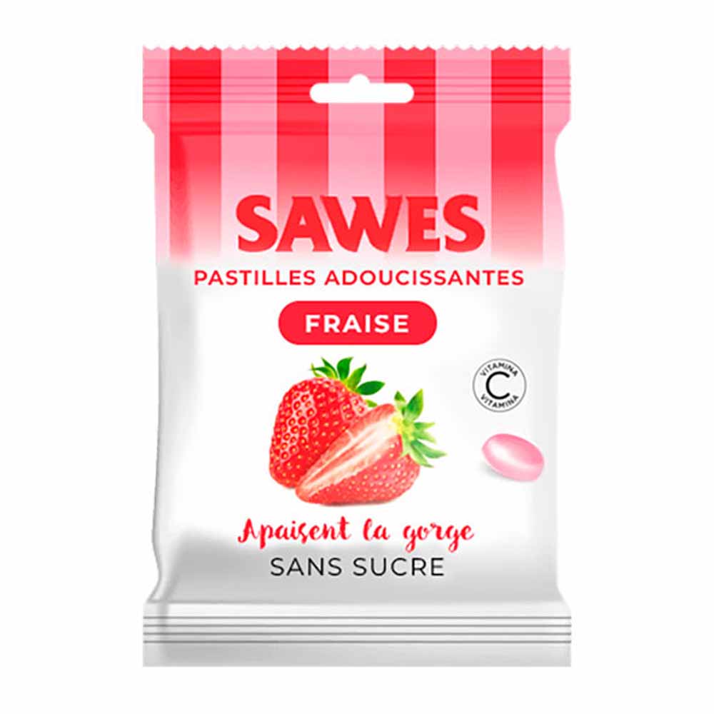 SAWES Caramelos de fresa sin azúcar con vitamina C 50 g