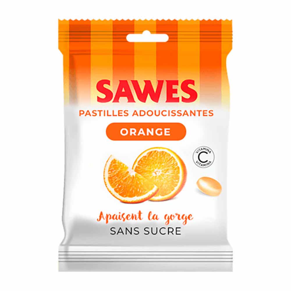 SAWES Caramelos de naranja sin azúcar con vitamina C 50 g