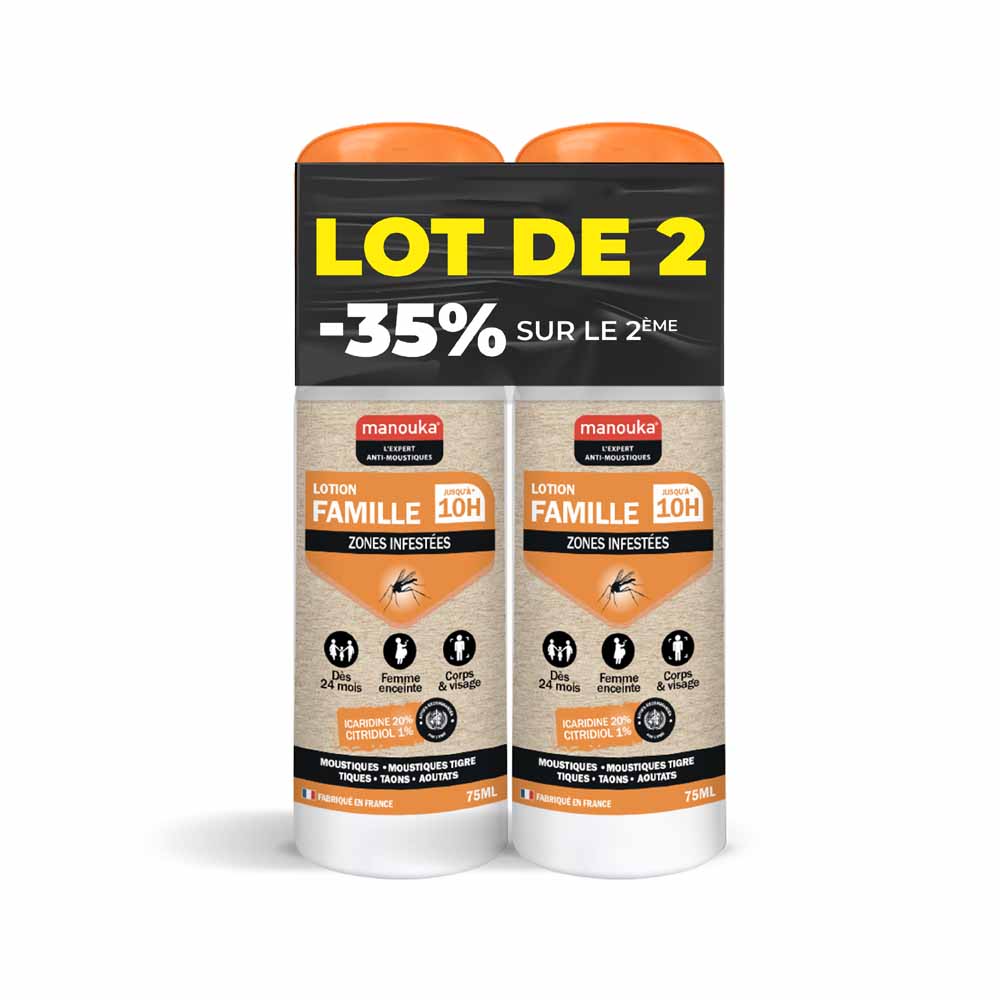 Manouka Repelente de Mosquitos Spray Loción Familiar Todas las Zonas 2x75ml