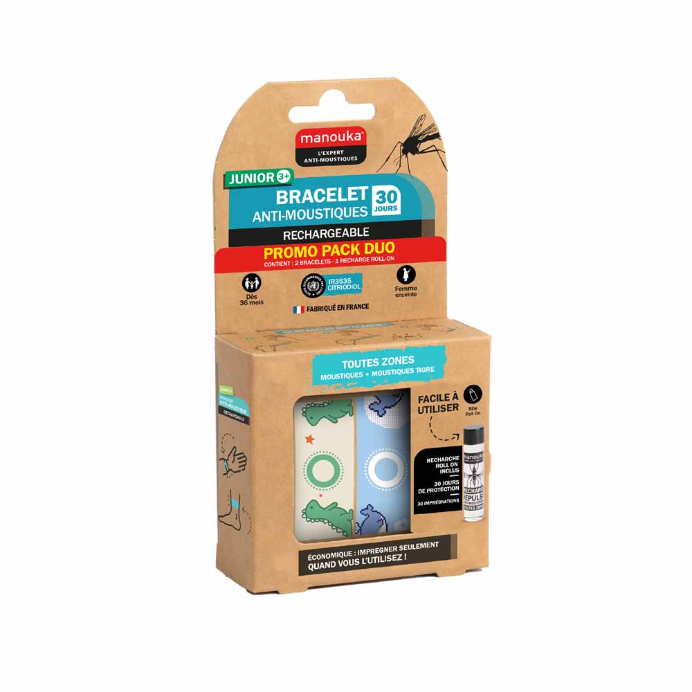 Manouka Pulseras antimosquitos junior todas las zonas 2 x 1 unidad