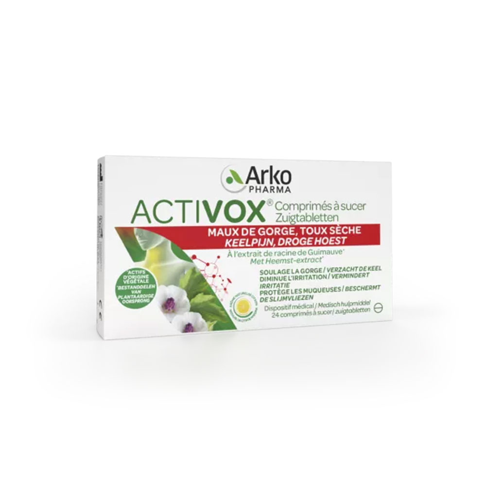 Arkopharma Activox Dolor de garganta y tos seca extracto de raíz de malvavisco para chupar 2 x 24 comprimidos