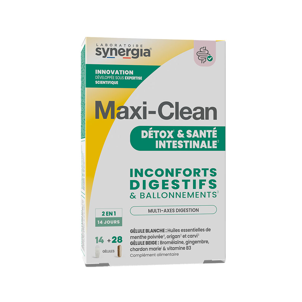 Synergia Maxi Clean molestias digestivas e hinchazón 22 x 28 cápsulas