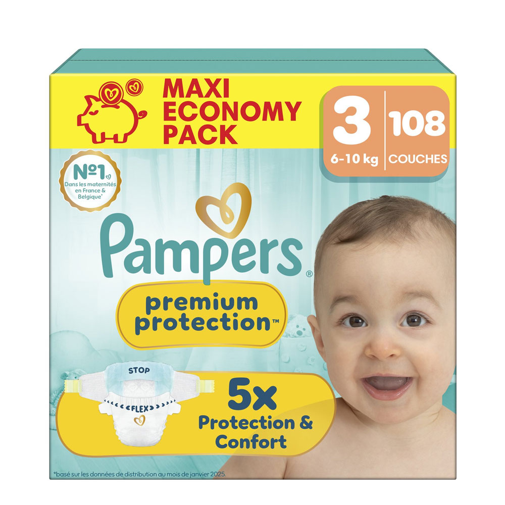 Pampers Premium Pañales Talla 3 (6-10kg) 108 cápsulas