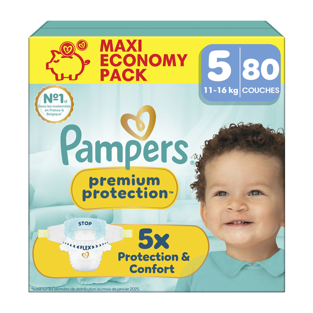 Pampers Premium Pañales Talla 5 (11-16 kg) 80 unidades