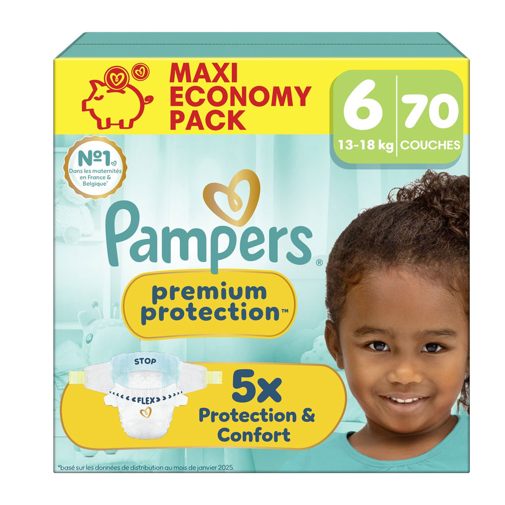 Pampers Premium Pañales Talla 6 (13-18 kg) 70 unidades