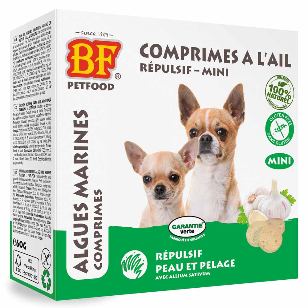 Biofood BF Petfood Al ajo repelente para perros piel y pelaje mini con algas marinas 100 comprimidos