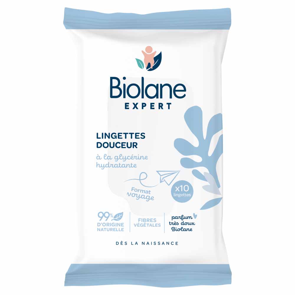 Biolane Experto Toallitas suavidad viaje con glicerina hidratante 10 unidades