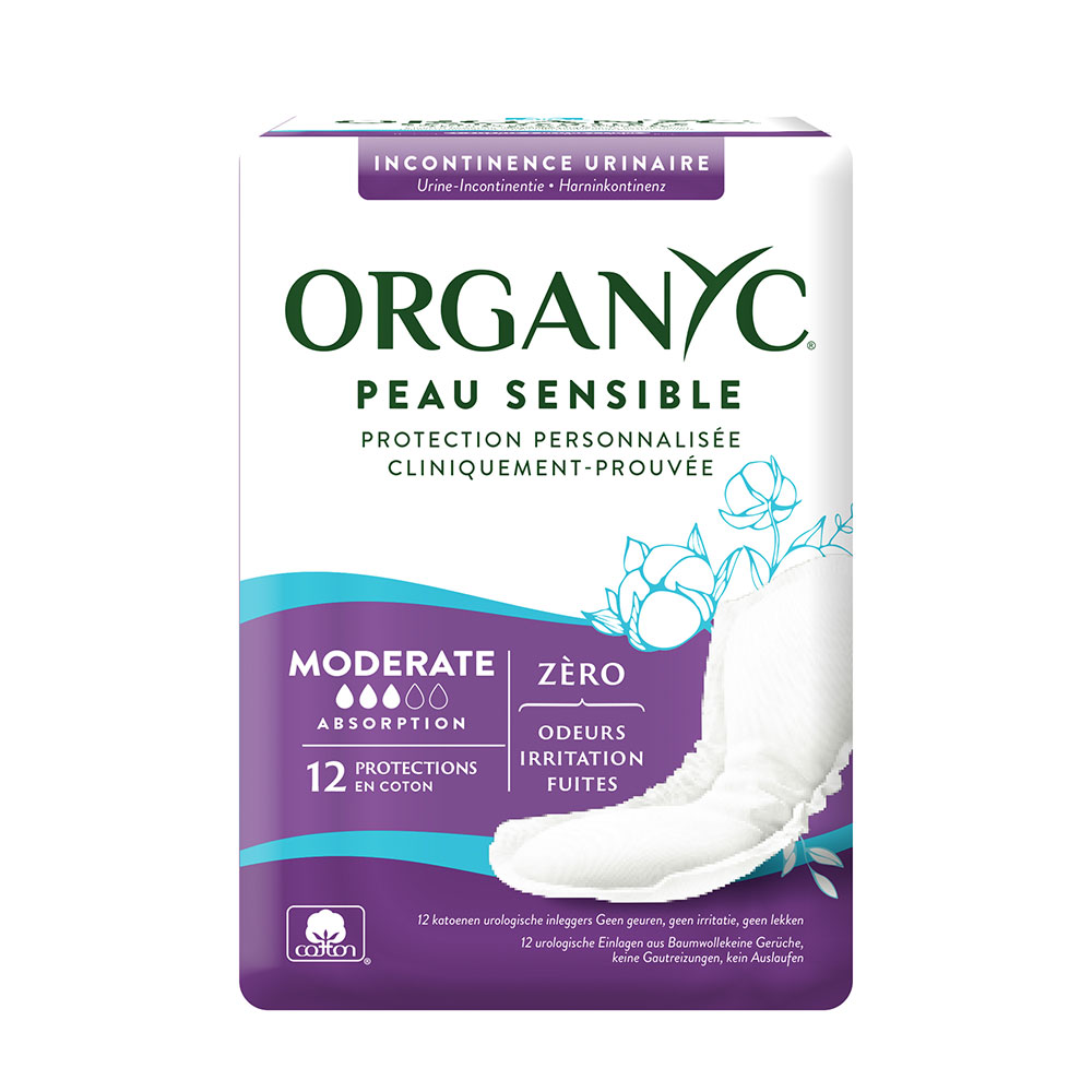 Organyc Compresas normales para la incontinencia urinaria Incontinencia leve x12