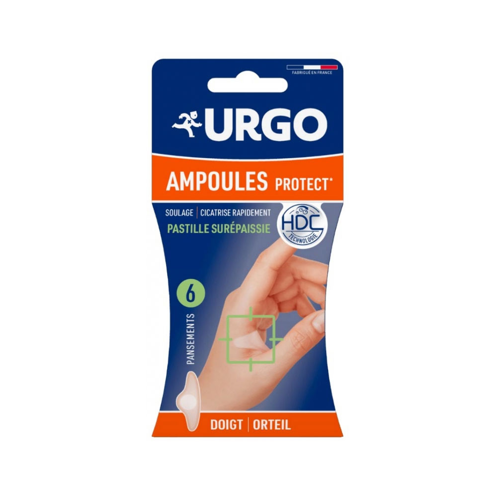 Urgo Ampollas Protect dedos y ortejas apósitos formato pequeño 6.1 x 2.5 cm x 6