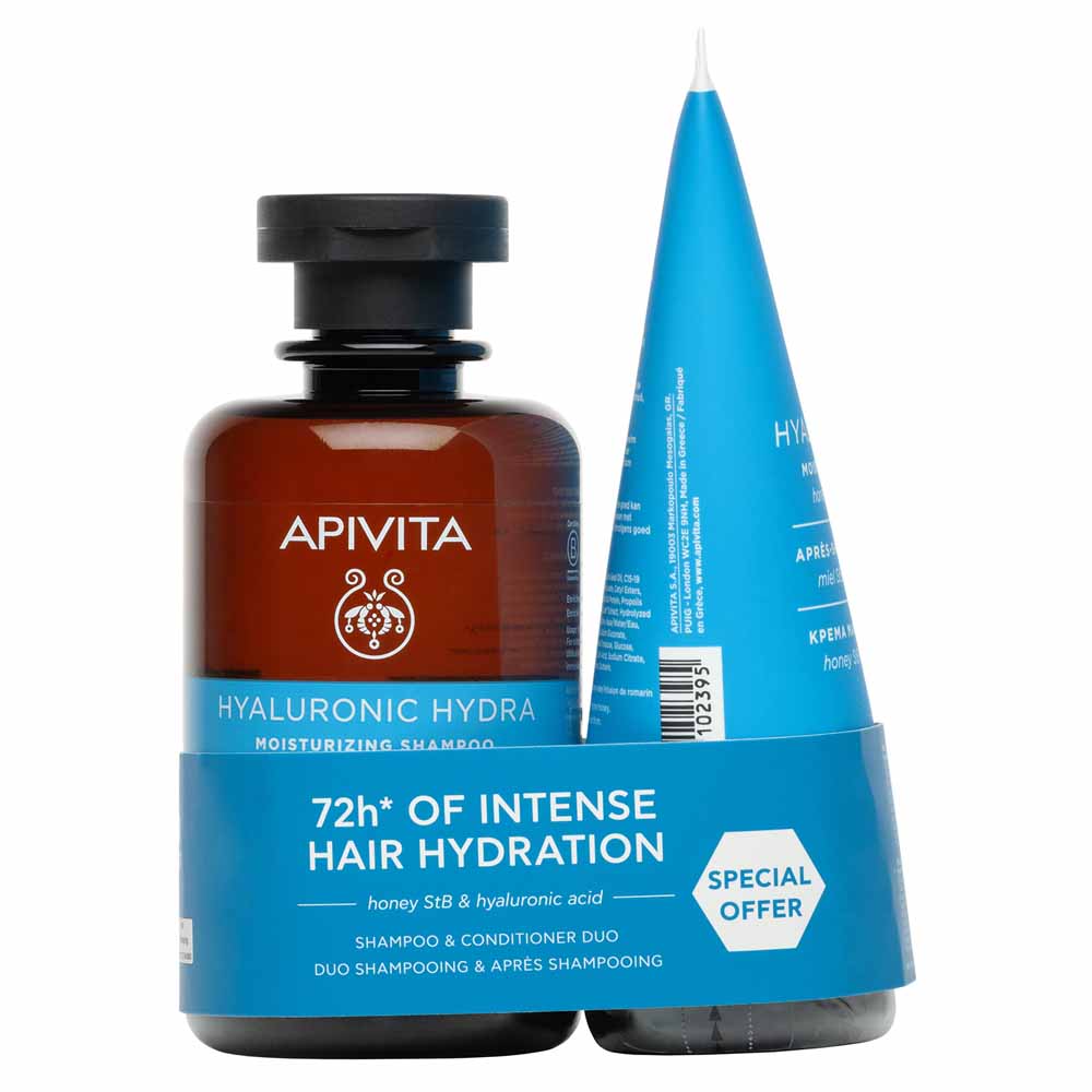 Apivita Hyaluronic Hydra Dúo hidratante champú 250 ml y acondicionador 150 ml