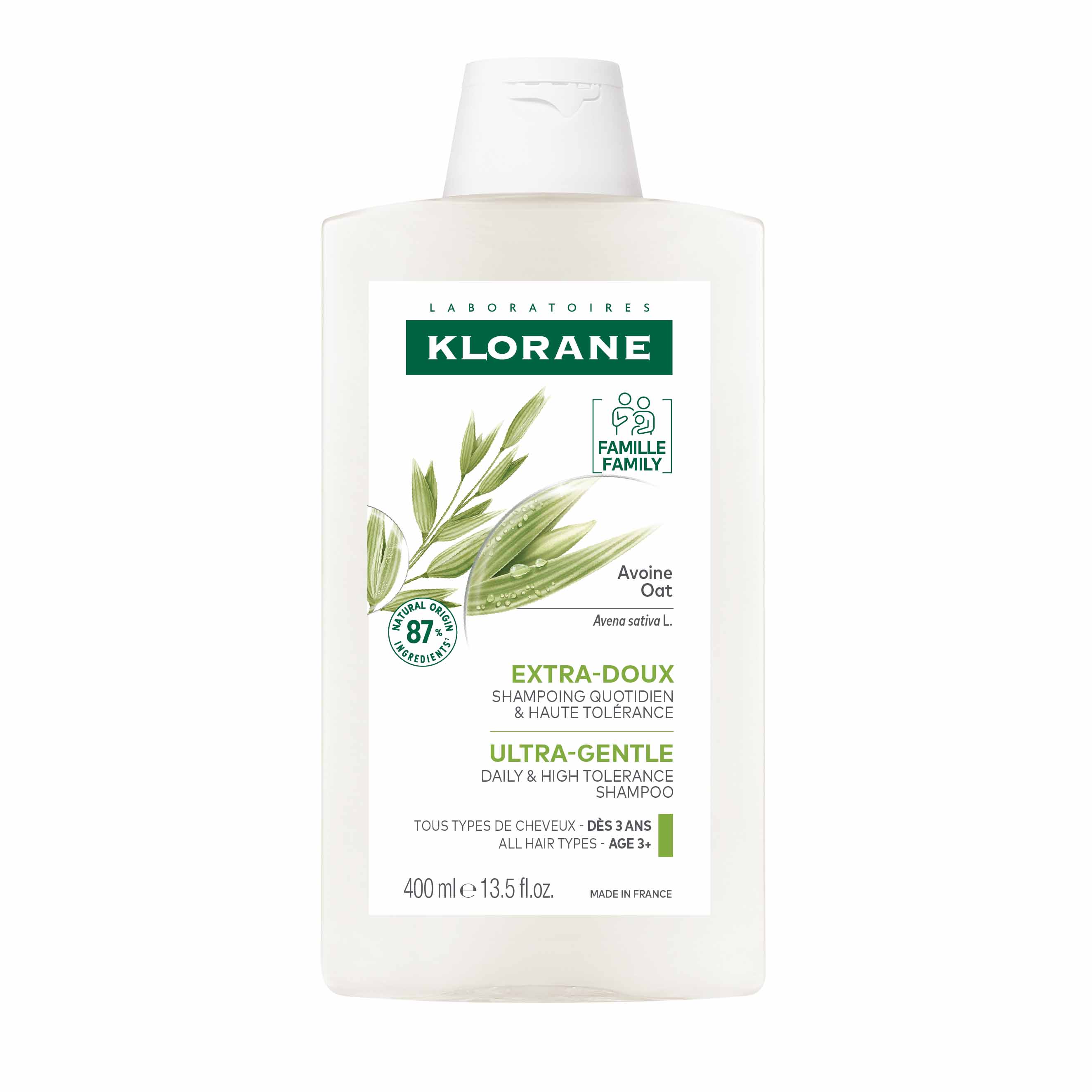 Klorane Avena Champú extra suave todos tipos de cabello 400 ml