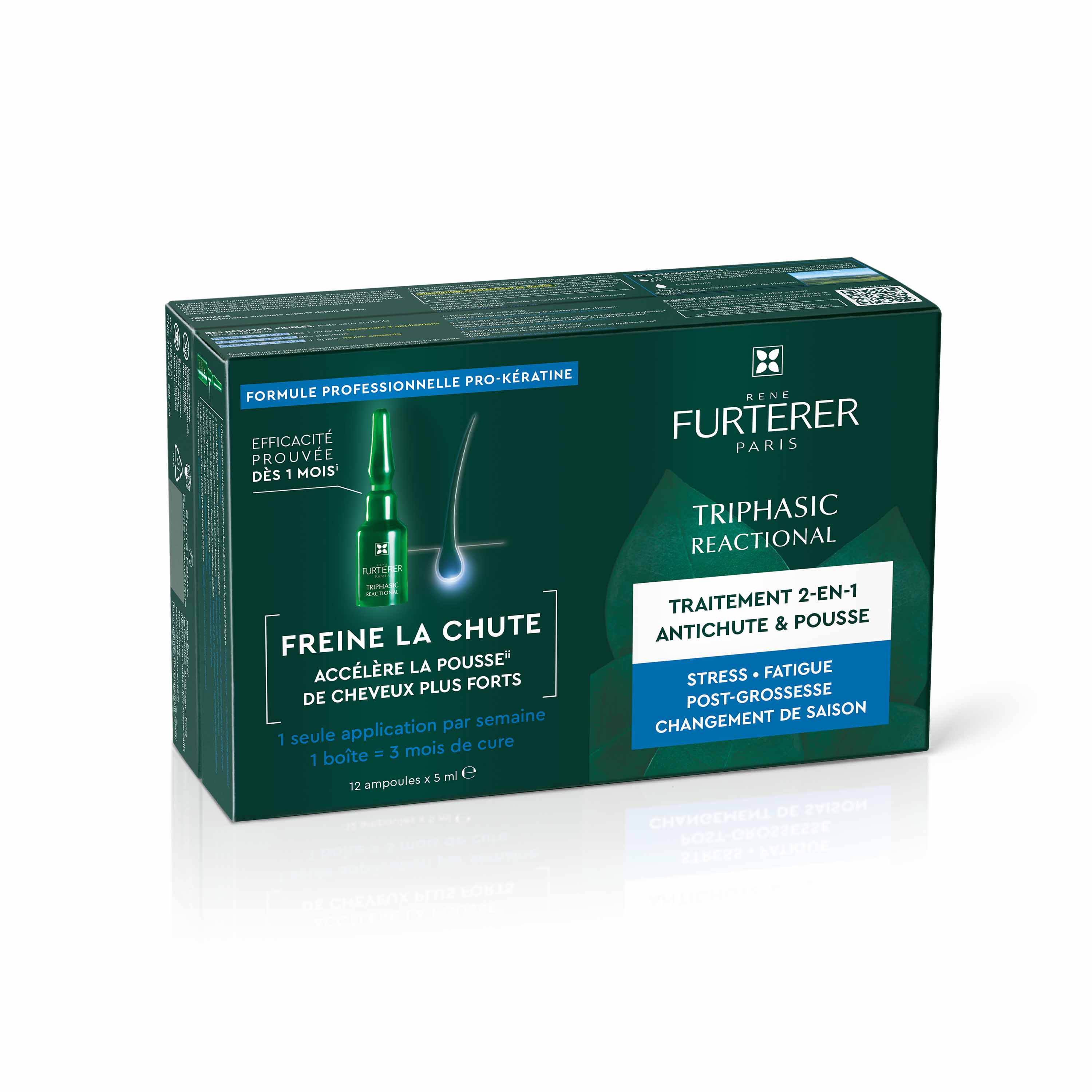 René Furterer Triphasic Reactional 2 en 1 Tratamiento Capilar y Crecimiento 12 ampollas de 5 ml