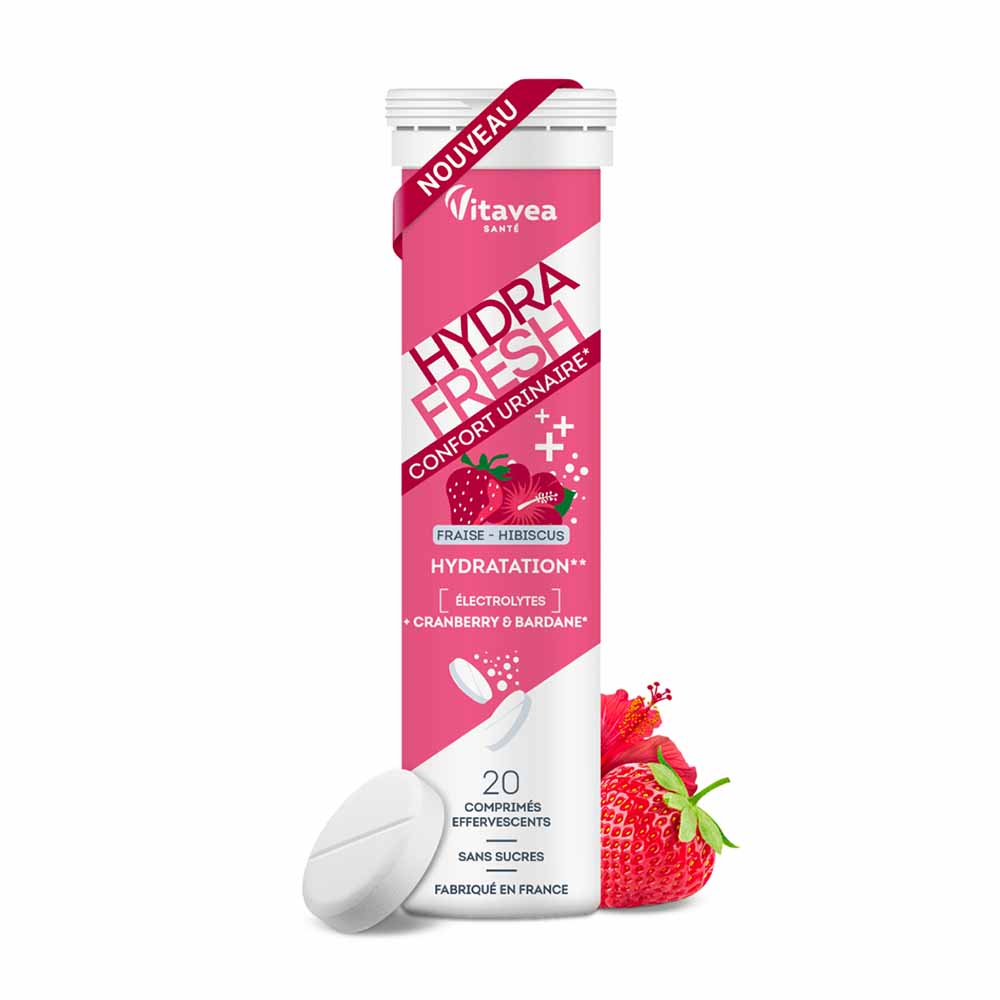 Vitavea Santé Hidratación confort urinario fresa, hibisco, arándano rojo y bardana 20 comprimidos efervescentes