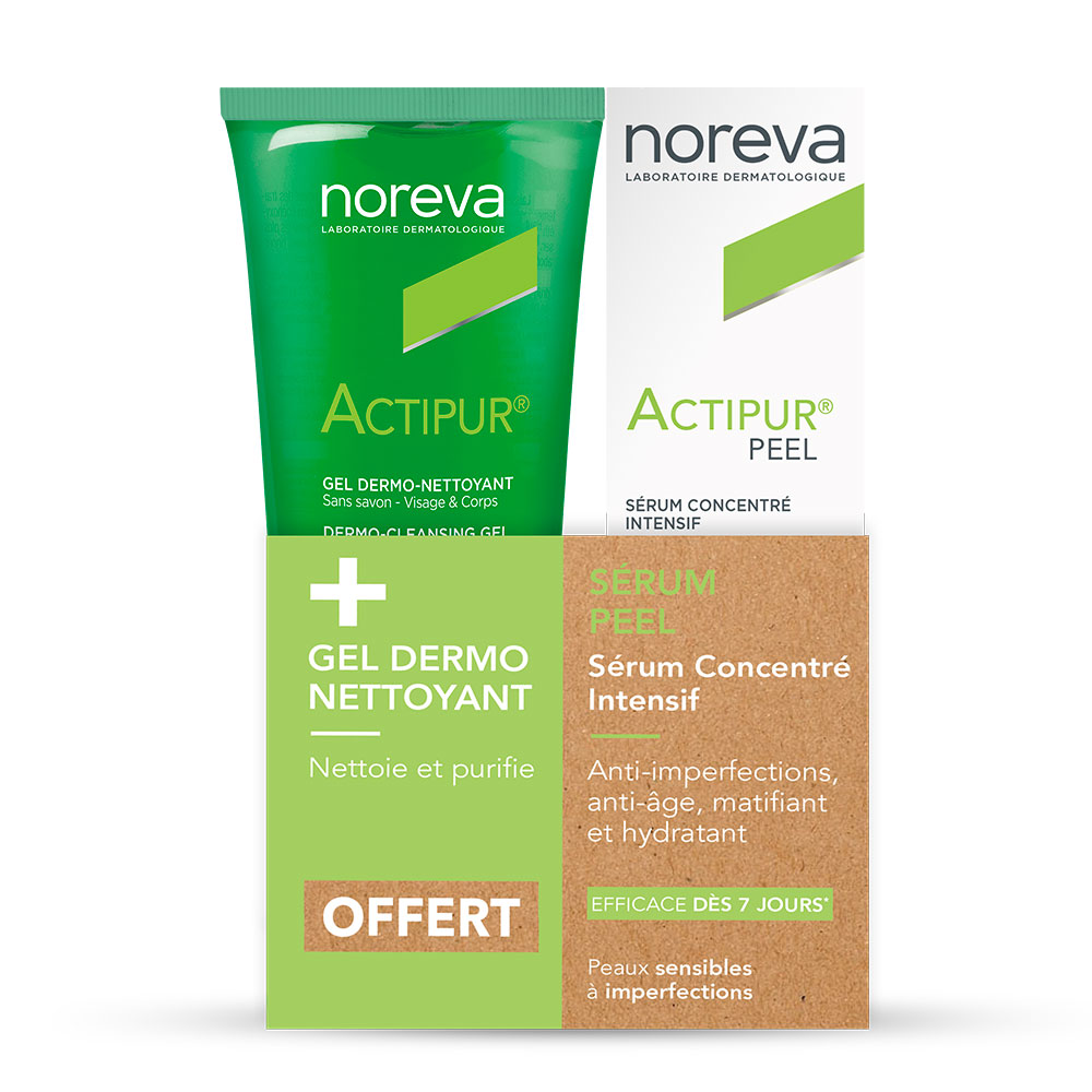 Noreva Actipur Pack gel limpiador dermo + sérum concentrado intensivo peel
