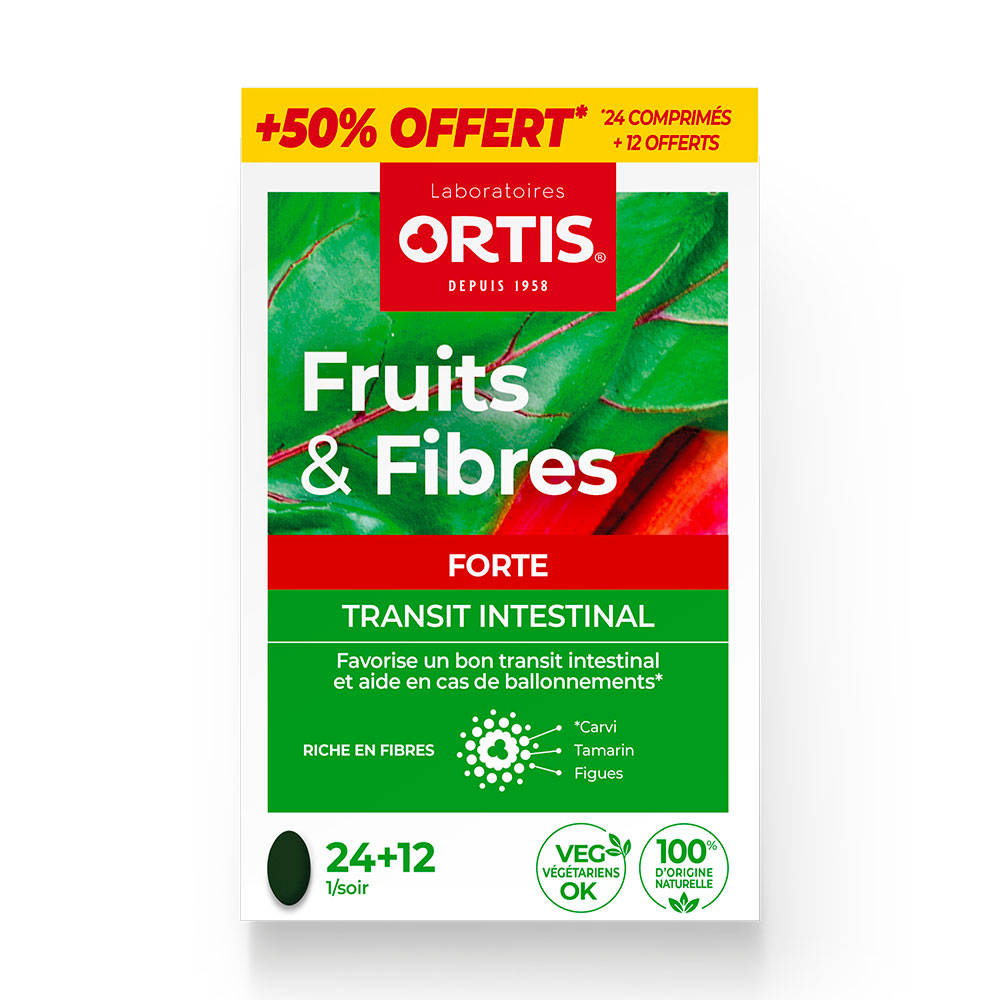Ortis Frutos y fibras forte tránsito intestinal 24 + 12 comprimidos