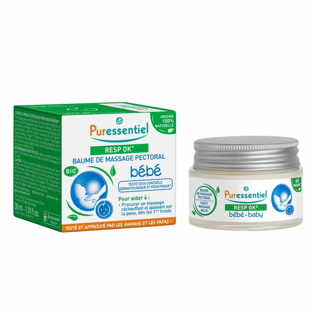 Puressentiel Resp Ok® Bálsamo de Masaje Pectoral Bebe Bio 30 ml
