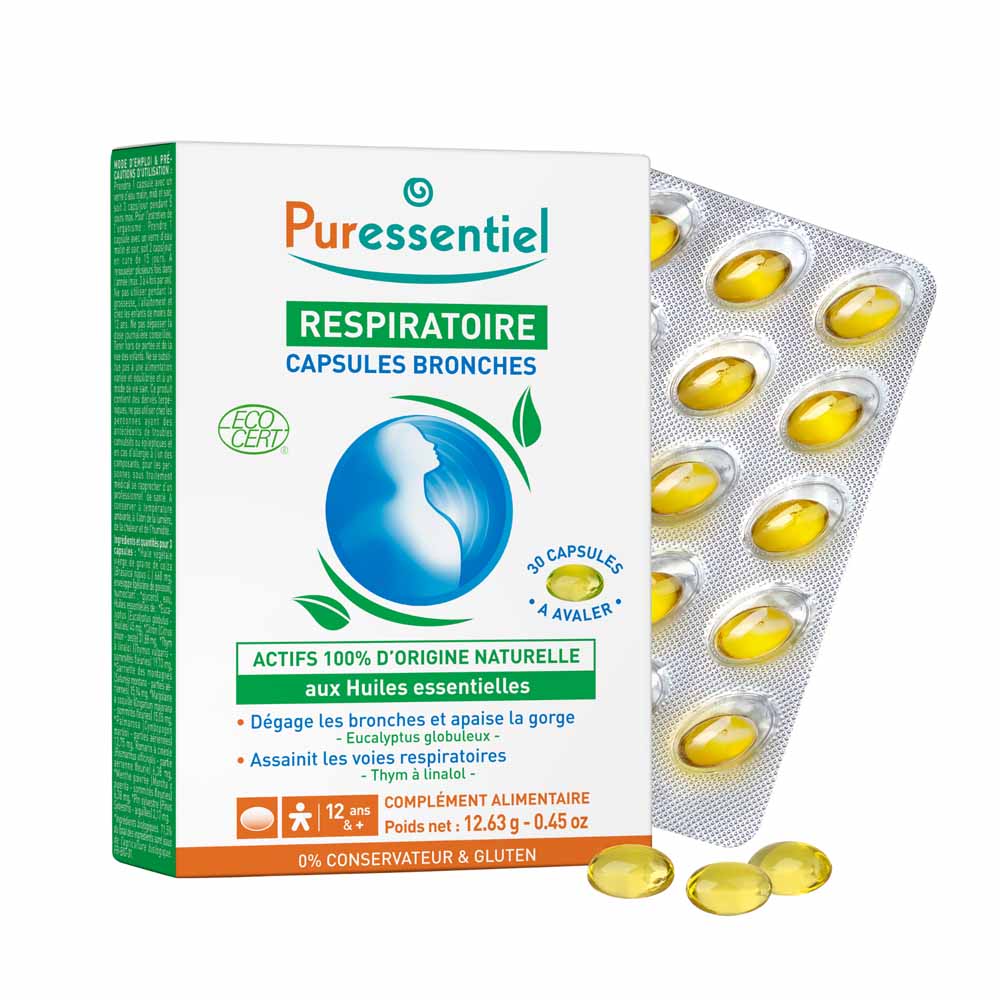 Puressentiel Respiración Cápsulas bronquiales Con Aceites Esenciales Ecológicos x30