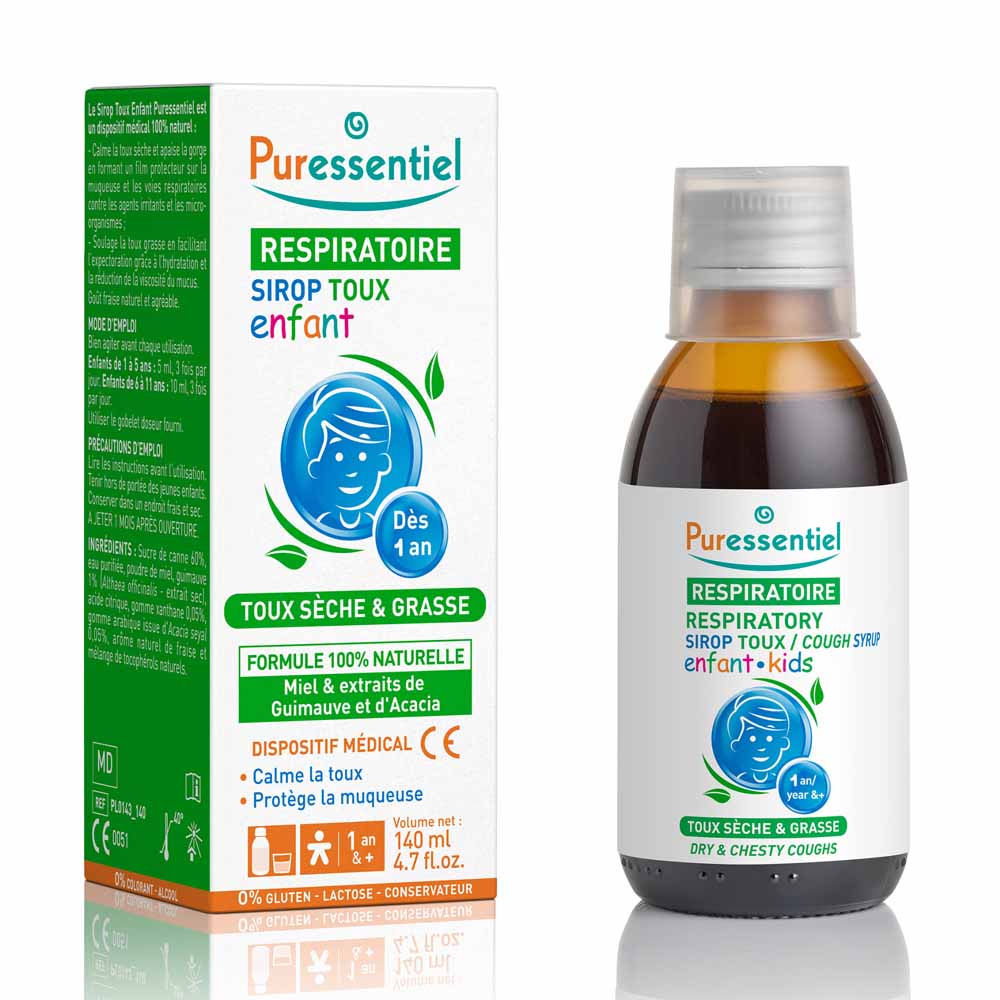 Puressentiel Respiración Jarabe para la tos seca y el pecho Niños a partir de 1 año 140 ml